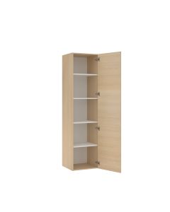 Korkea kaappi hyllyillä, korkeus 196,1 cm, syvyys 48 cm, useita leveyksiä